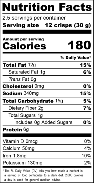 Nutritional Information Label
